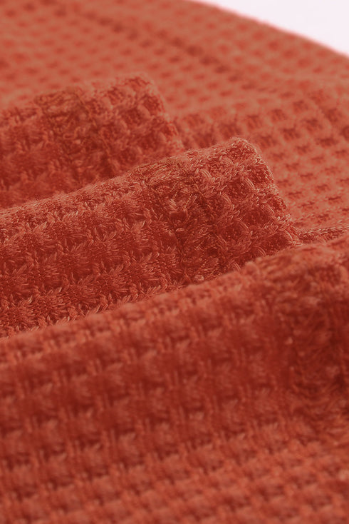 Relaxed Fit Waffle Knit Eyelet Detail Top
