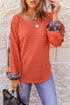 Relaxed Fit Waffle Knit Eyelet Detail Top