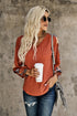 Relaxed Fit Waffle Knit Eyelet Detail Top