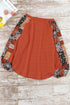 Relaxed Fit Waffle Knit Eyelet Detail Top