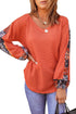 Relaxed Fit Waffle Knit Eyelet Detail Top