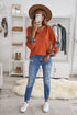 Relaxed Fit Waffle Knit Eyelet Detail Top