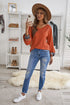 Relaxed Fit Waffle Knit Eyelet Detail Top