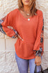 Relaxed Fit Waffle Knit Eyelet Detail Top