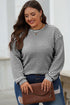 Relaxed Fit Waffle Knit Stripe Drop Shoulder Top
