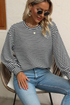 Relaxed Fit Waffle Knit Stripe Drop Shoulder Top