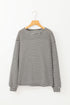 Relaxed Fit Waffle Knit Stripe Drop Shoulder Top