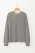 Relaxed Fit Waffle Knit Stripe Drop Shoulder Top