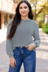 Relaxed Fit Waffle Knit Stripe Drop Shoulder Top