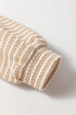 Relaxed Fit Waffle Knit Stripe Drop Shoulder Top