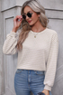 Relaxed Fit Waffle Knit Stripe Drop Shoulder Top
