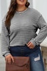 Relaxed Fit Waffle Knit Stripe Drop Shoulder Top