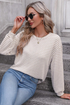Relaxed Fit Waffle Knit Stripe Drop Shoulder Top
