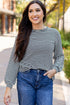 Relaxed Fit Waffle Knit Stripe Drop Shoulder Top