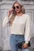 Relaxed Fit Waffle Knit Stripe Drop Shoulder Top