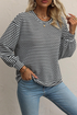 Relaxed Fit Waffle Knit Stripe Drop Shoulder Top