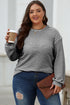 Relaxed Fit Waffle Knit Stripe Drop Shoulder Top
