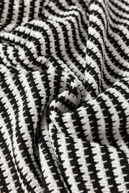 Relaxed Fit Waffle Knit Stripe Drop Shoulder Top