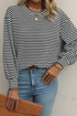 Relaxed Fit Waffle Knit Stripe Drop Shoulder Top