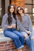Relaxed Fit Waffle Knit Stripe Drop Shoulder Top