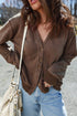 Relaxed Fit Washed Fleece Button Front Cardigan