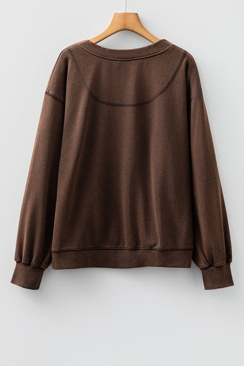 Relaxed Fit Washed Fleece Button Front Cardigan