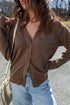 Relaxed Fit Washed Fleece Button Front Cardigan