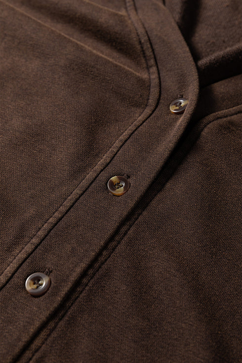 Relaxed Fit Washed Fleece Button Front Cardigan