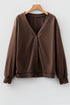 Relaxed Fit Washed Fleece Button Front Cardigan