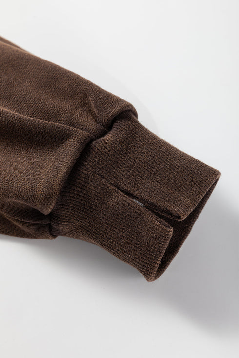 Relaxed Fit Washed Fleece Button Front Cardigan