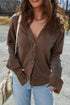 Relaxed Fit Washed Fleece Button Front Cardigan