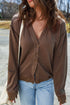 Relaxed Fit Washed Fleece Button Front Cardigan