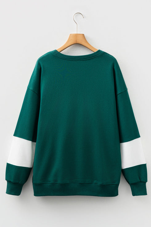 Relaxed Fit Wide Horizontal Stripe Crew Neck Pullover Sweatshirt