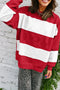 Relaxed Fit Wide Horizontal Stripe Crew Neck Pullover Sweatshirt