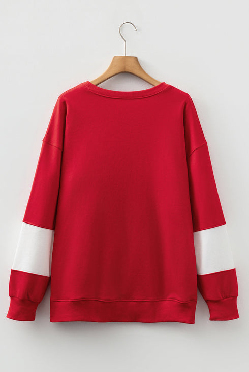 Relaxed Fit Wide Horizontal Stripe Crew Neck Pullover Sweatshirt