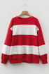 Relaxed Fit Wide Horizontal Stripe Crew Neck Pullover Sweatshirt