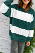 Relaxed Fit Wide Horizontal Stripe Crew Neck Pullover Sweatshirt