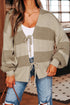 Relaxed Fit Wide Stripe Tie Front Knit Cardigan