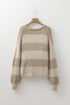 Relaxed Fit Wide Stripe Tie Front Knit Cardigan