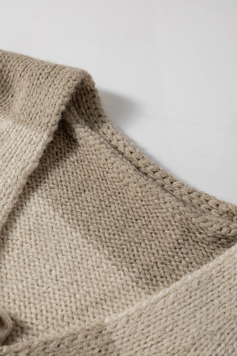 Relaxed Fit Wide Stripe Tie Front Knit Cardigan