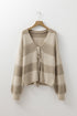 Relaxed Fit Wide Stripe Tie Front Knit Cardigan