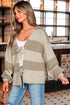 Relaxed Fit Wide Stripe Tie Front Knit Cardigan