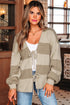 Relaxed Fit Wide Stripe Tie Front Knit Cardigan