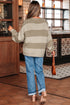 Relaxed Fit Wide Stripe Tie Front Knit Cardigan