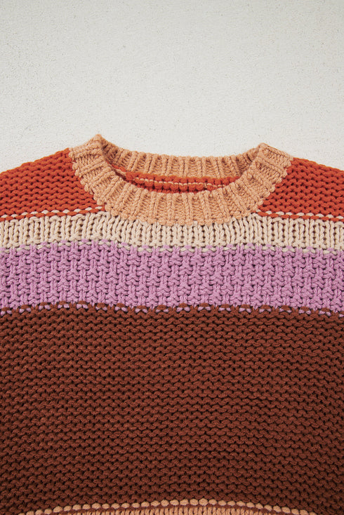 Relaxed Fit Wide Striped Chunky Knit Sweater
