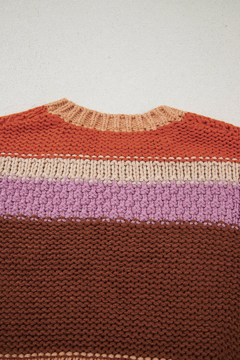 Relaxed Fit Wide Striped Chunky Knit Sweater