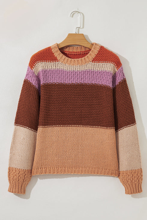 Relaxed Fit Wide Striped Chunky Knit Sweater