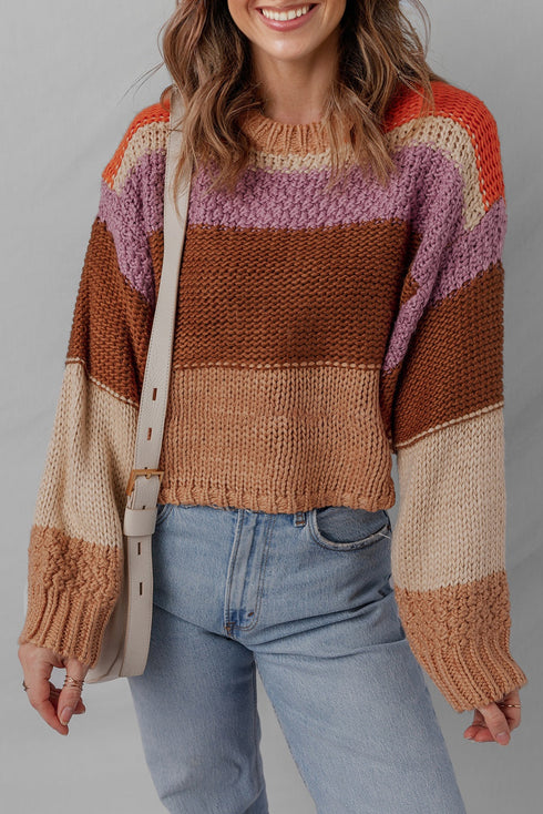 Relaxed Fit Wide Striped Chunky Knit Sweater