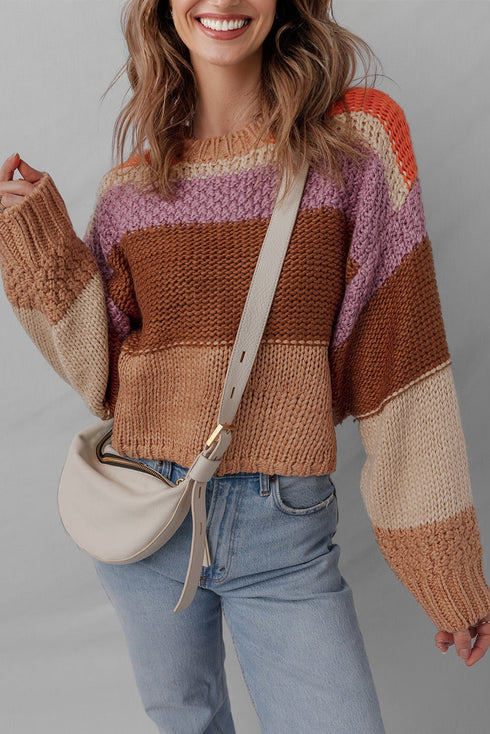 Relaxed Fit Wide Striped Chunky Knit Sweater