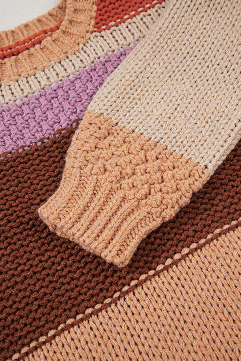 Relaxed Fit Wide Striped Chunky Knit Sweater